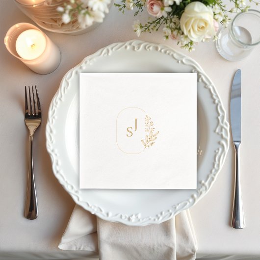 Elegant Monogram met Bloemen Lijst Folie Servetten