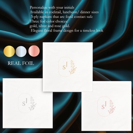 Elegant Monogram met Bloemen Lijst Folie Servetten