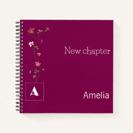 Elegant monogram met bloemmotief en naam in het ro notitieboek