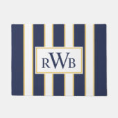 Elegant monogram met drie letters Blauw-witte stre Deurmat (Voorkant)