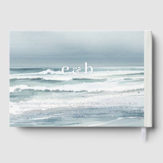 Elegant monogram met geloften kustbruiloft gastenboek (Achterkant)