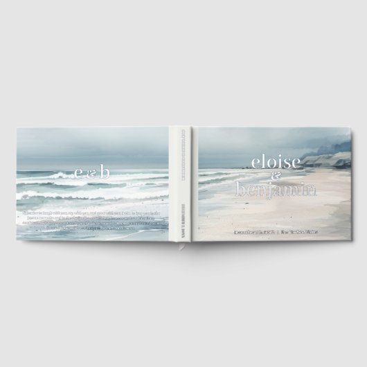 Elegant monogram met geloften kustbruiloft gastenboek (Volledig)