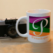 Elegant Monogram met Geometrisch Ontwerp Tweekleurige Koffiemok