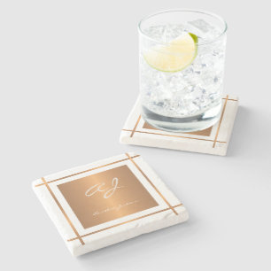 Elegant monogram met gepersonaliseerde gouden scri stenen onderzetter