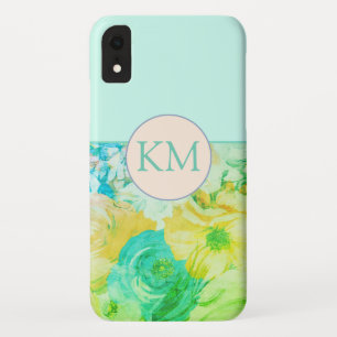 Elegant monogram met geschilderde groene voorjaars Case-Mate iPhone case