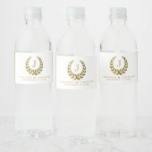 Elegant monogram met Gold Laurel Wreate Waterfles Etiket (Flessen)