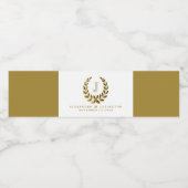 Elegant monogram met Gold Laurel Wreate Waterfles Etiket (Enkel label)