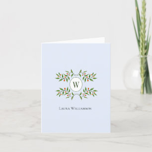 Elegant monogram met groen  bedankkaart