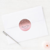 Elegant Monogram Met naam bedankte Rose Goud Ronde Sticker (Envelop)