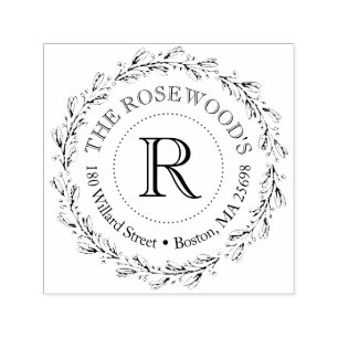 Elegant monogram met naam en adres  zelfinktende stempel
