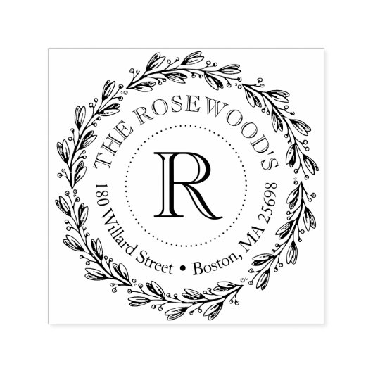 Elegant monogram met naam en adres  zelfinktende stempel (Design)