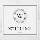 Elegant monogram met naam sparkling wijnetiket (Enkel label)