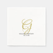 Elegant Monogram met Namen Trouwpapier Servet (Voorkant)