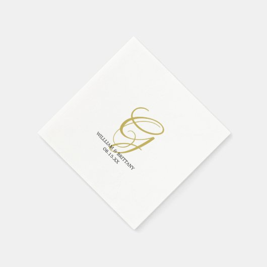Elegant Monogram met Namen Trouwpapier Servet (Hoek)