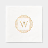 Elegant monogram met stijl Classic Art Deco Lijst Folie Servetten (Voorkant)