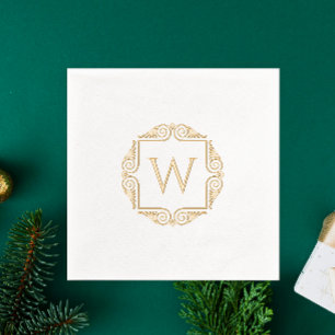 Elegant monogram met stijl Classic Art Deco Lijst Folie Servetten