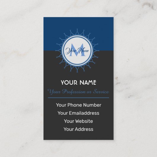 Elegant monogram met twee kleuren en beroep! visitekaartje (Achterkant)
