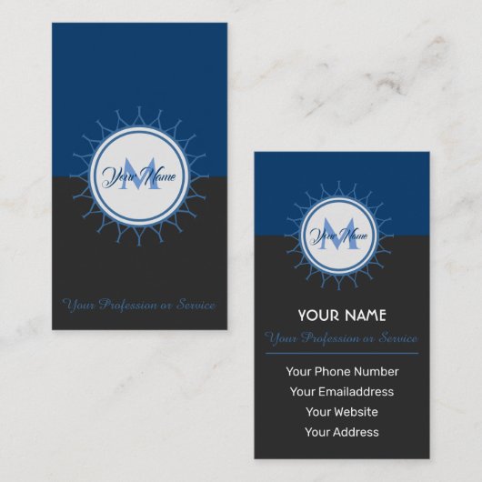 Elegant monogram met twee kleuren en beroep! visitekaartje (Voorkant / Achterkant)