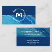 Elegant monogram met twee tongen diep blauw krista visitekaartje (Voorkant / Achterkant)