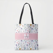 Elegant Monogram met Wilde Bloemen Tote Bag (Voorkant)