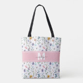 Elegant Monogram met Wilde Bloemen Tote Bag (Achterkant)