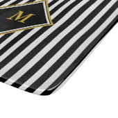 Elegant Monogram met zwarte en witte strepen Snijplank (Hoek)