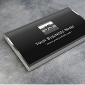 Elegant Monogram Metaal Lijst Professioneel Donker Visitekaartje