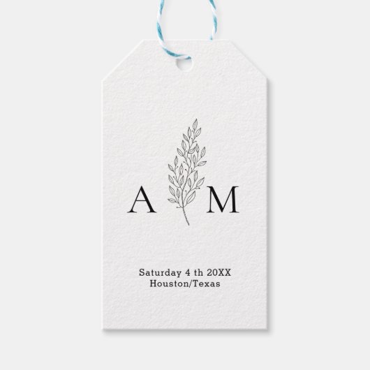 Elegant Monogram Minimale Lijnkunst Cadeaulabel (Voorkant)