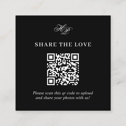 Elegant monogram Minimale QR-code Deel de liefde Informatiekaartje (Voorkant)