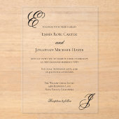 Elegant Monogram Minimalist Wedding Acryl Uitnodigingen (Voorkant)