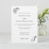 Elegant Monogram Minimalist Wedding Kaart (Staand voorkant)