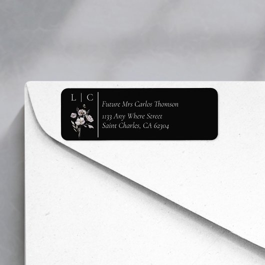 Elegant monogram minimalist zwart RSVP adres Etiket