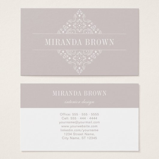 Elegant Monogram Minimalistisch Beige White Classy Visitekaartje (Voorkant /achterkant)