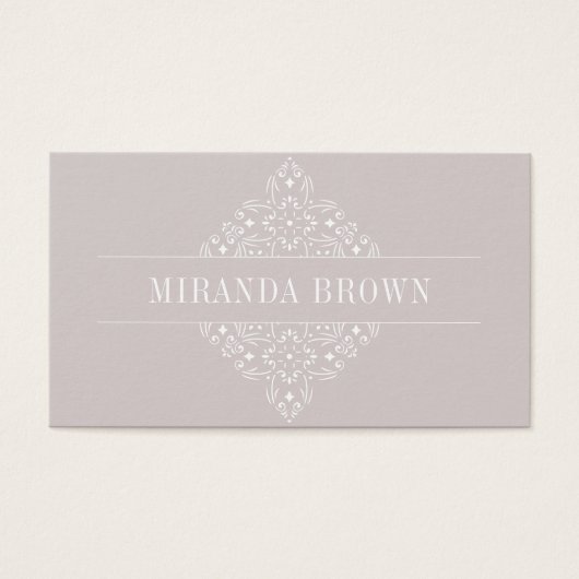Elegant Monogram Minimalistisch Beige White Classy Visitekaartje (Voorkant)