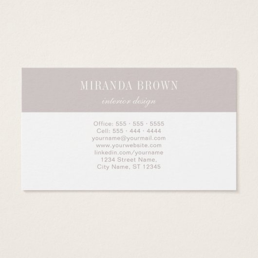 Elegant Monogram Minimalistisch Beige White Classy Visitekaartje (Achterkant)