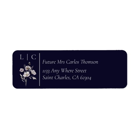 Elegant monogram minimalistisch donker marine RSVP Etiket (Voorkant)