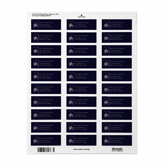 Elegant monogram minimalistisch donker marine RSVP Etiket (Full Sheet)
