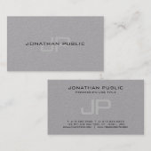 Elegant Monogram minimalistisch grijze Sjabloon Lu Visitekaartje (Voorkant / Achterkant)