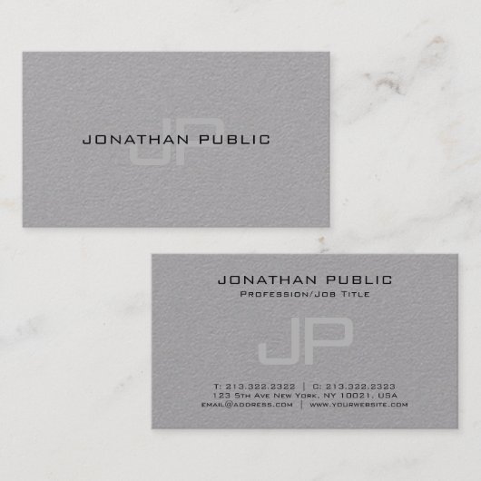 Elegant Monogram minimalistisch grijze Sjabloon Lu Visitekaartje (Voorkant / Achterkant)