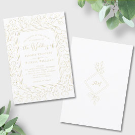 Elegant Monogram Minimalistisch Klassic Floral Wed Kaart