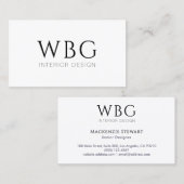 Elegant monogram minimalistisch professioneel visitekaartje (Voorkant / Achterkant)