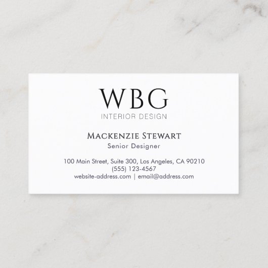 Elegant monogram minimalistisch professioneel visitekaartje (Achterkant)