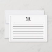 Elegant Monogram Minimalistisch Ruled Index Note K Bedankkaart (Voorkant)