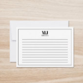 Elegant Monogram Minimalistisch Ruled Index Note K Bedankkaart