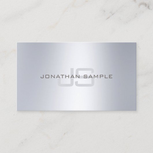 Elegant monogram minimalistisch zilveren uitkijkvl visitekaartje (Voorkant)