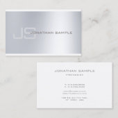 Elegant monogram Minimalistisch zilveruiterlijk Visitekaartje (Voorkant / Achterkant)