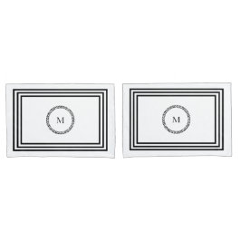 Elegant Monogram Minimalistisch Zwart Lijst Bedden Kussensloop