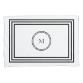 Elegant Monogram Minimalistisch Zwart Lijst Bedden Kussensloop (Voorkant-Rechts)