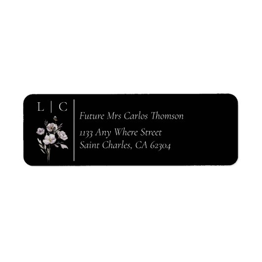 Elegant monogram minimalistisch zwart RSVP-adres Etiket (Voorkant)