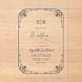 Elegant monogram minimalistische bruiloft acryl uitnodigingen (Voorkant)